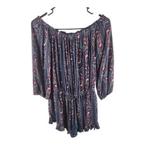 AEO American Eagle Off the Shoulder Boho Ramper 3/4 Sleeve Elastic Waist  S/P